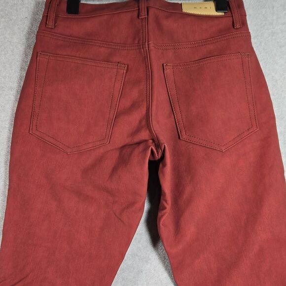NWT MNML Men Leather Flare Denim Jeans Size 28 Burgundy - Picture 6 of 10